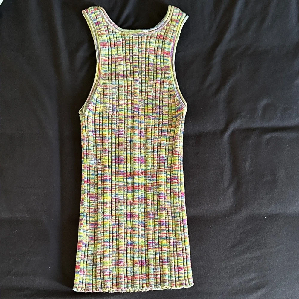 Anthropologie Ribbed Multicolor Tank Top - Green Mix - Picture 4 of 4